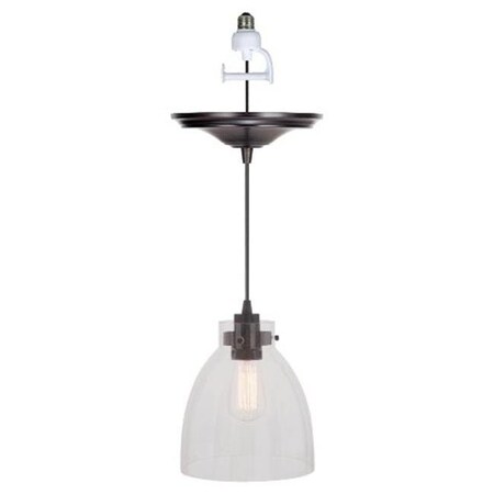 Worth Home Products Worth Home Products PKN-6624-0311 1-Light Brushed Bronze Instant Pendant Conversion Kit; Clear Glass Ball Shade PKN-6624-0311